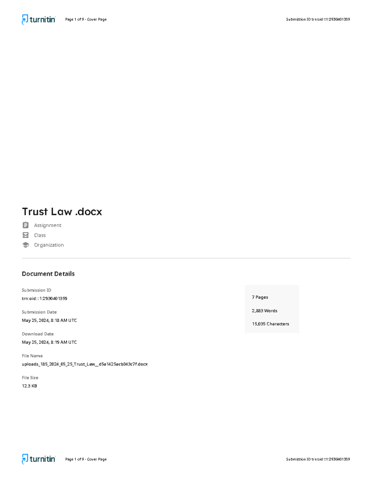 Equity and Trust Law - Organization Class Assignment Trust Law .docx ...