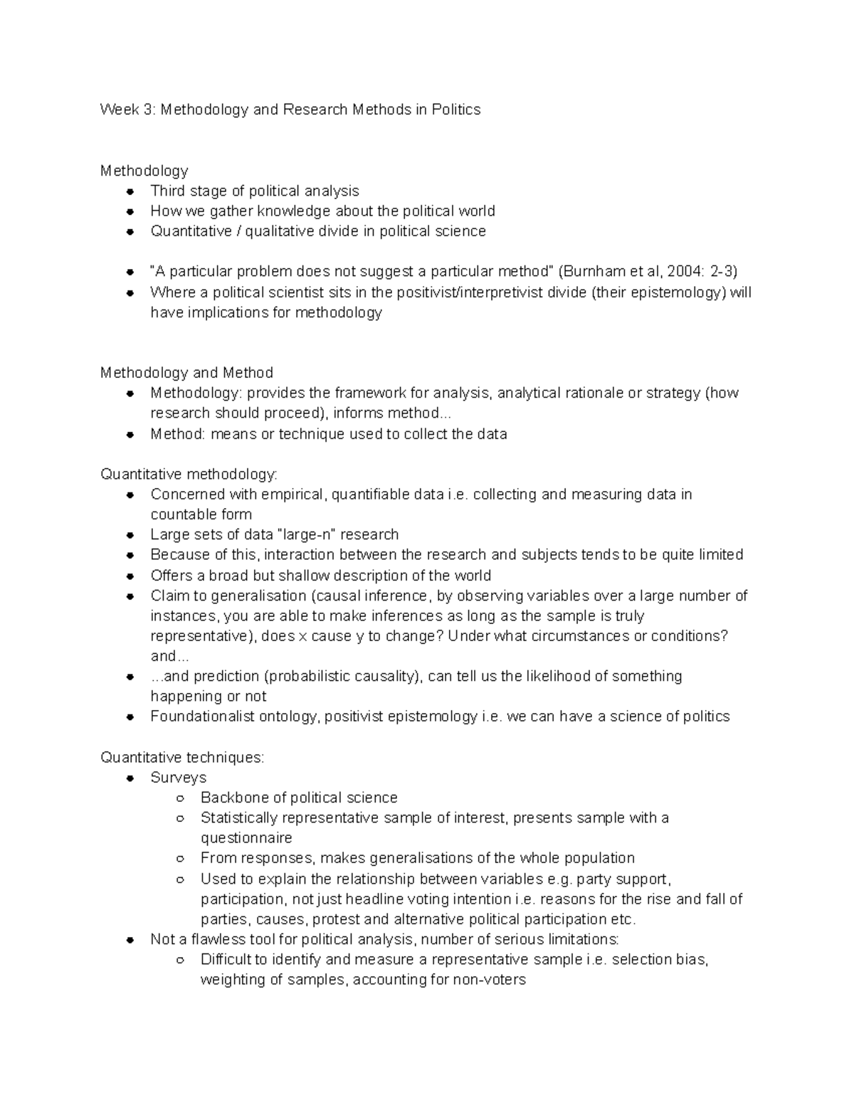 Week 03 - Methodology and Research Methods in Politics - Week 3 ...