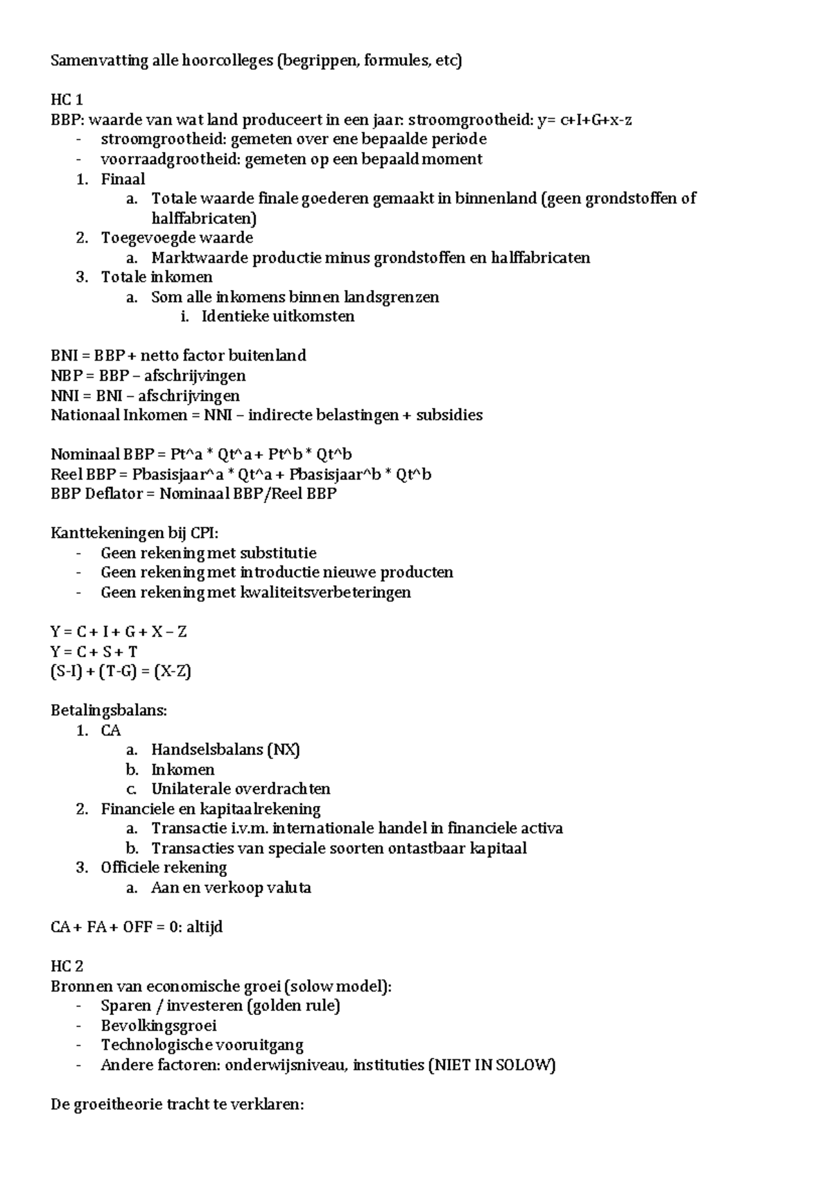 Samenvatting Colleges Eur Studeersnel