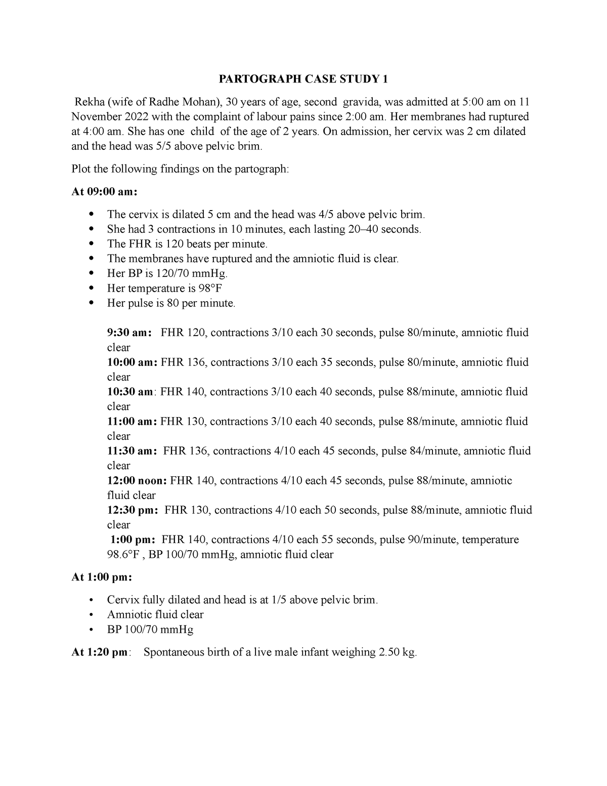 partograph case study with answers