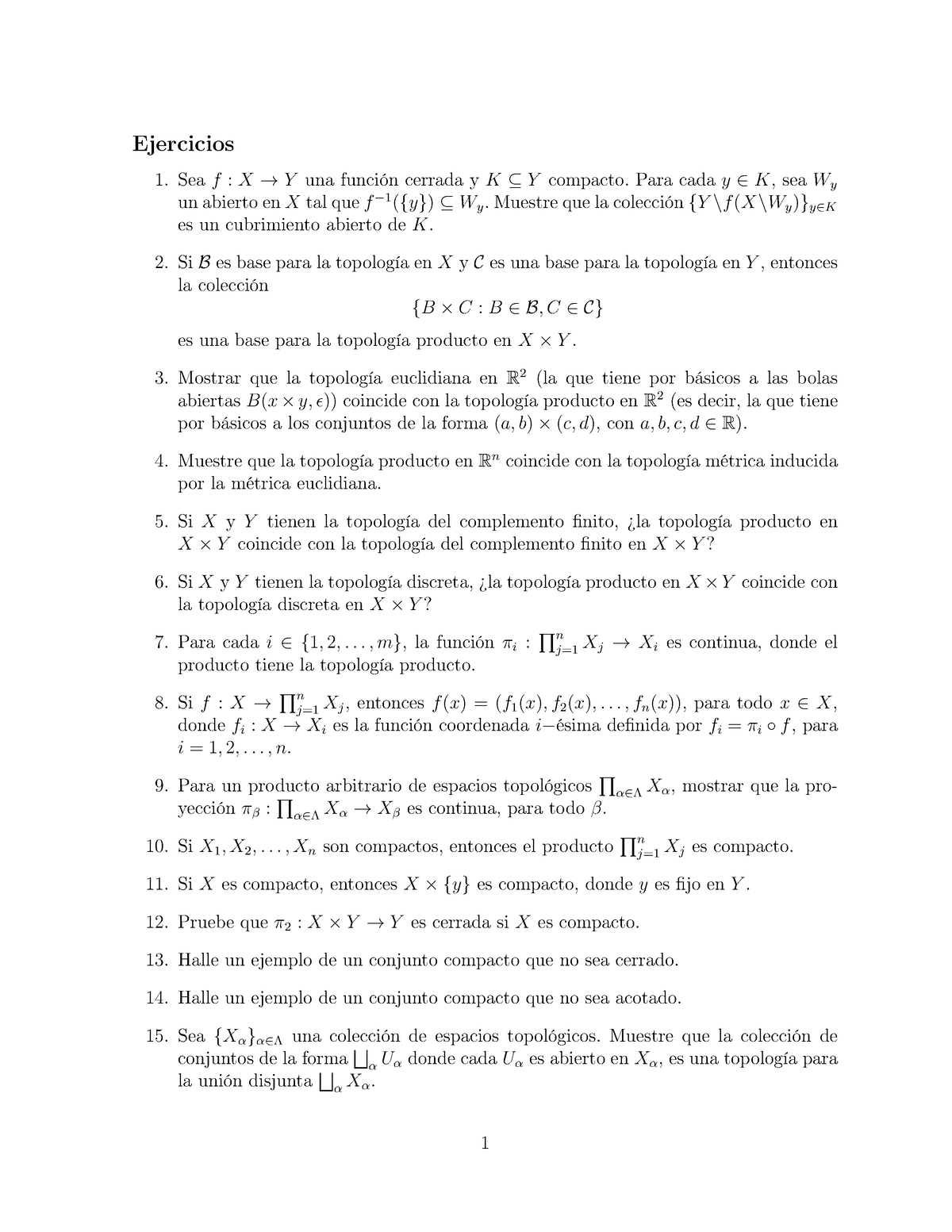 Ejercicios 5 Topolog A 2021 2 - Ejercicios Sea F : X → Y Una Función ...