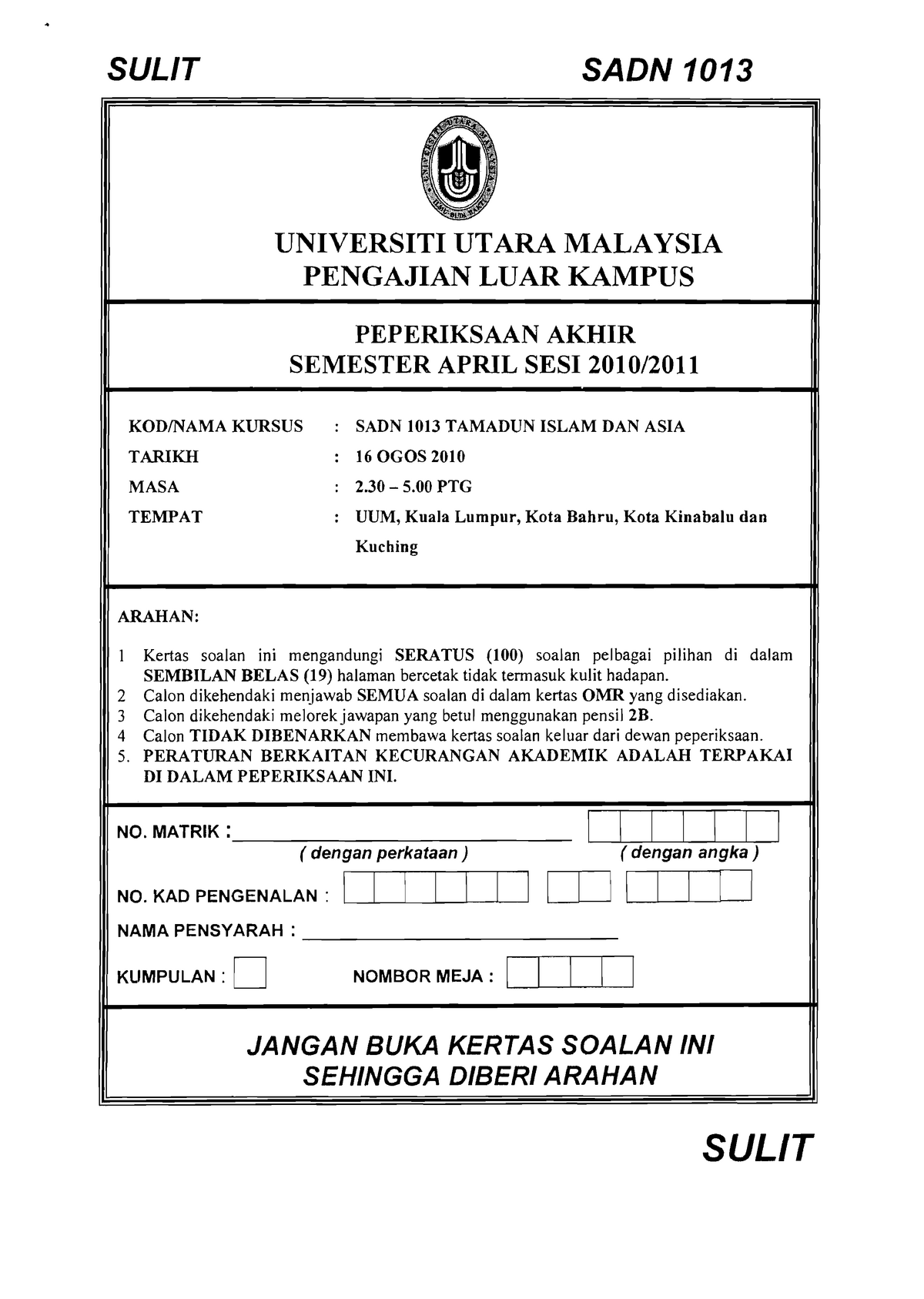 Titas For Past Exam Tamadun Islam Dan Tamadun Asia Titas Studocu