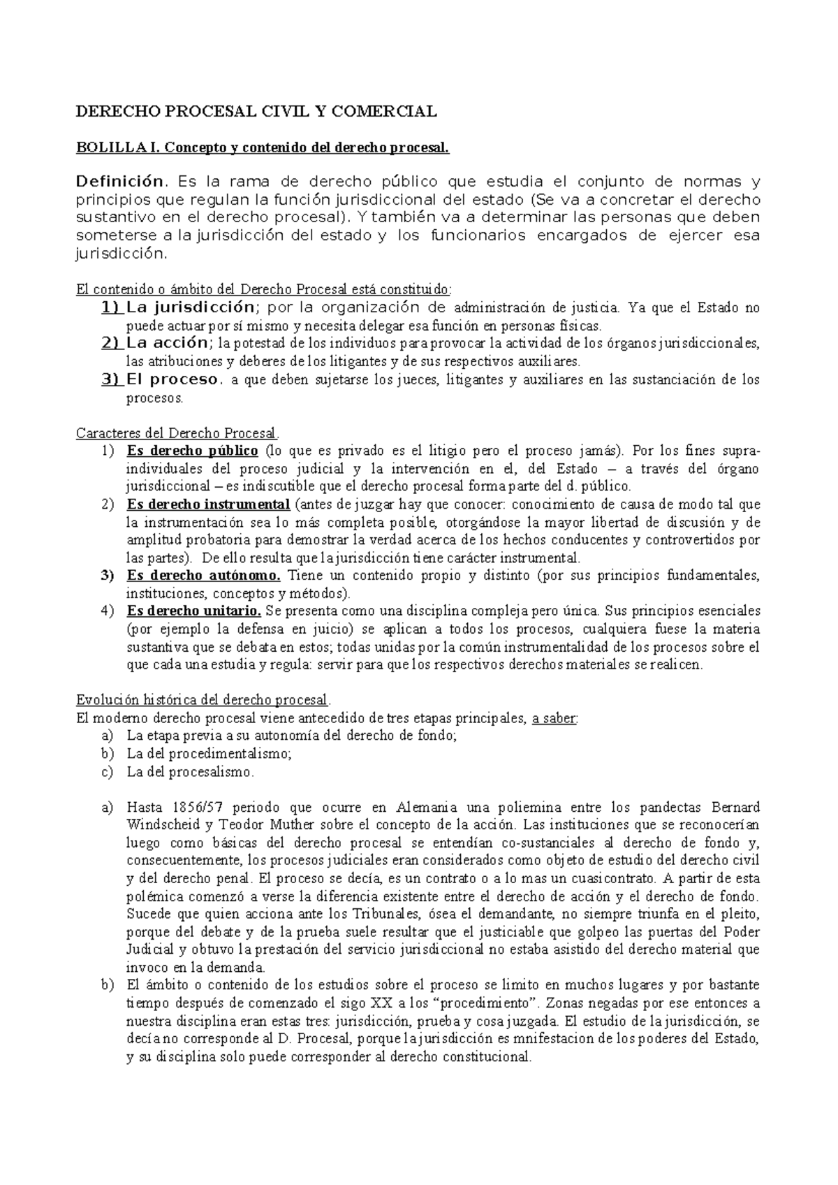 Bolilla 1 Procesal - DERECHO PROCESAL CIVIL Y COMERCIAL BOLILLA I ...