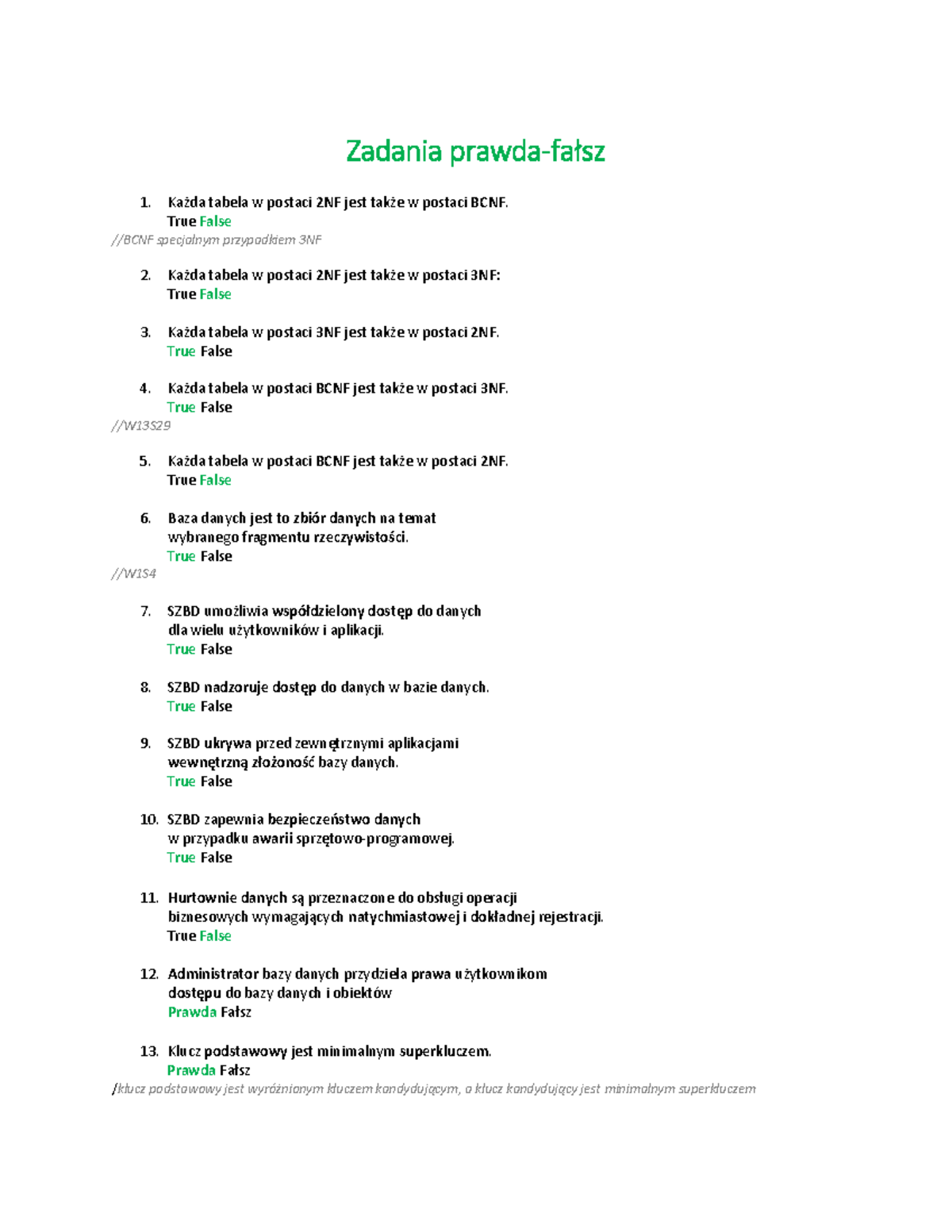 Wos Sprawdzian Z 1 Działu Zadania Prawda Fałsz www.studocu.com