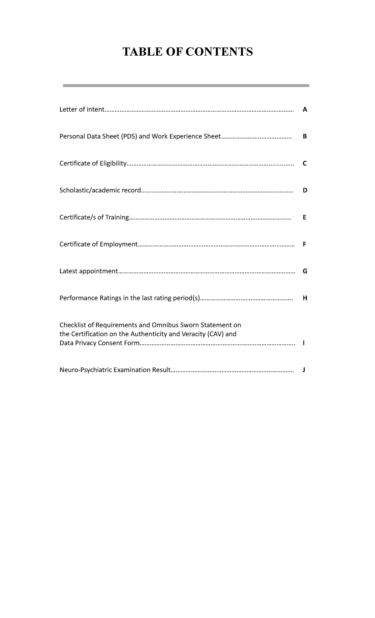 Table OF Contents - Vicel - TABLE OF CONTENTS Letter of - Studocu
