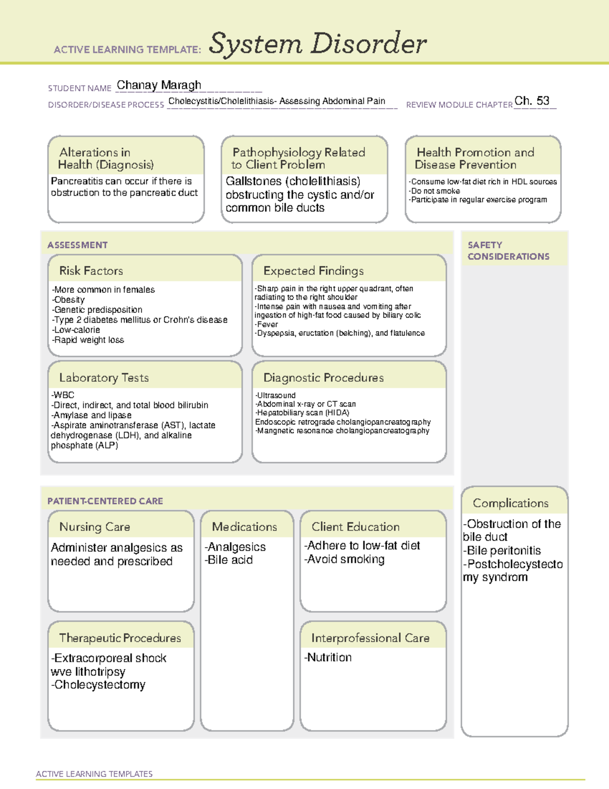 Cholecystitis-Cholelithiasis - Remediation Notes for class. Template ...