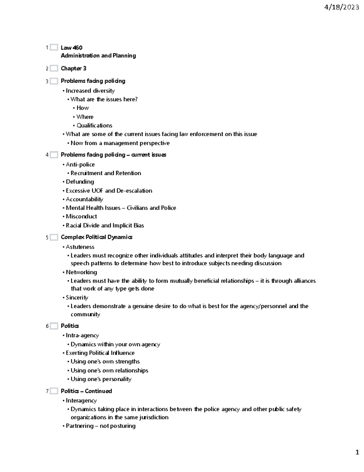 Crj 460 chapter 3 notes - 4/18/ 1 Law 460 Administration and Planning ...