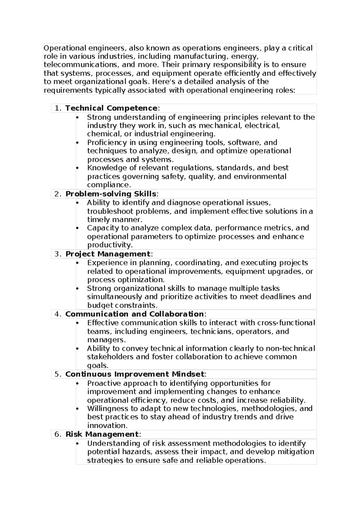 Requirements of Operational Engineers - Operational engineers, also ...