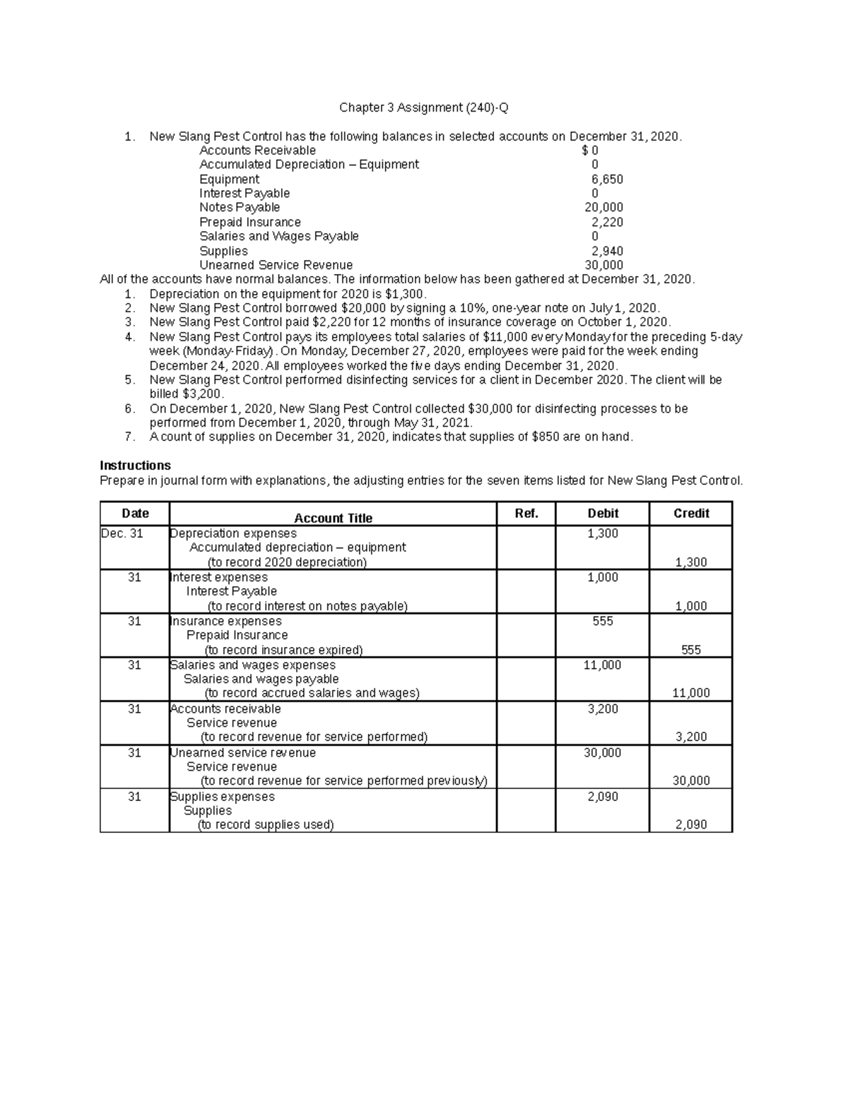 Chapter 3and 4 AssignmentQ Chapter 3 Assignment (240)Q New Slang