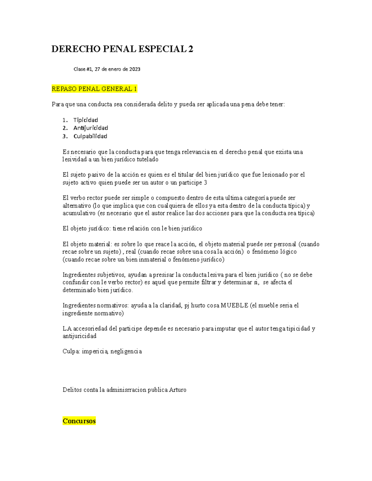 Derecho Penal Especial 2 - DERECHO PENAL ESPECIAL 2 Clase #1, 27 de ...