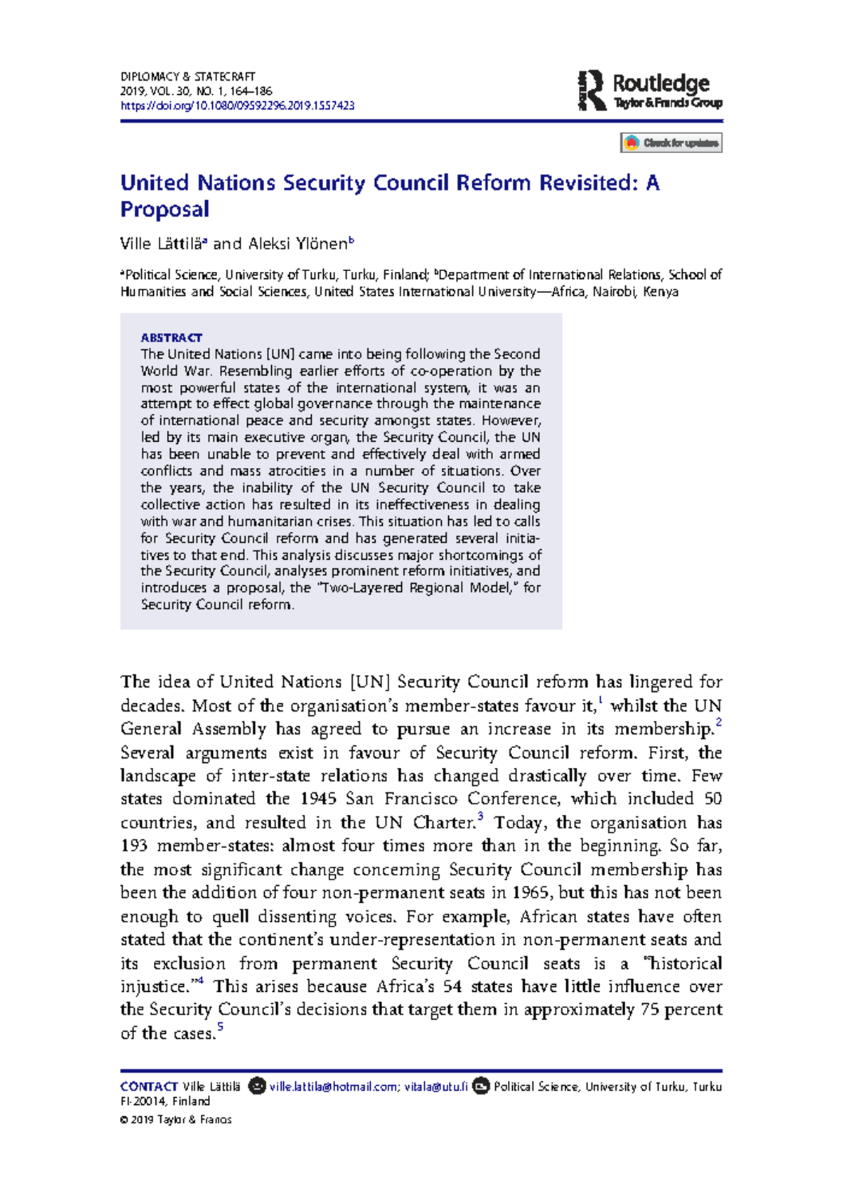 United Nations Security Council Reform Revisited- A Proposal - United ...