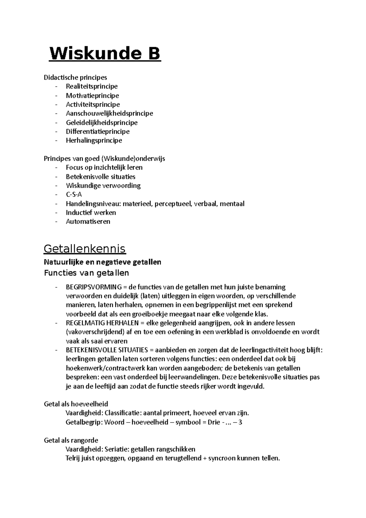 Wiskunde B - Samenvatting - Wiskunde B Didactische Principes ...