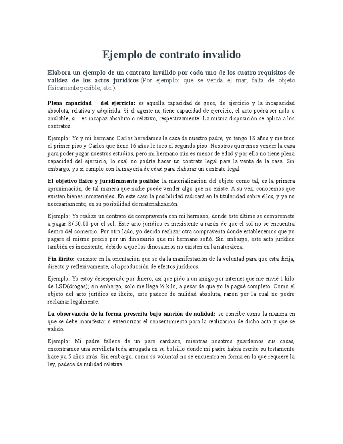 Ejemplo de contrato invalido - Ejemplo de contrato invalido Elabora un ...