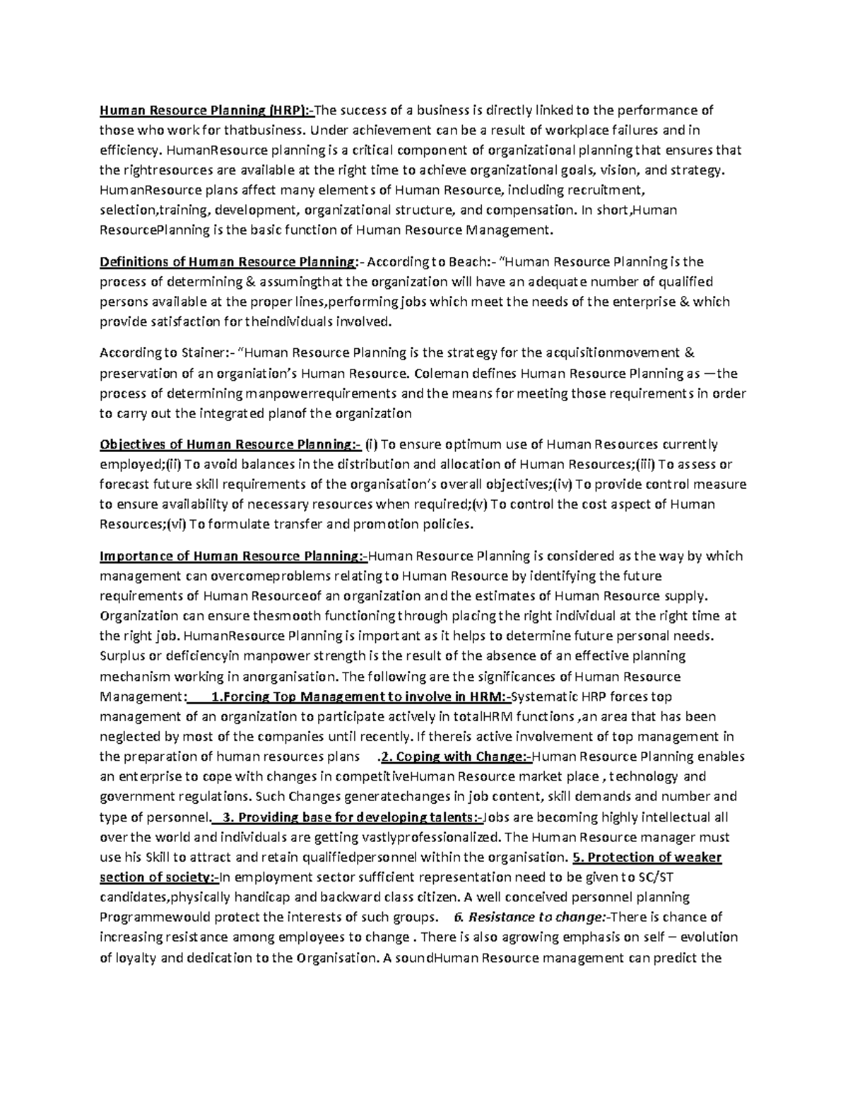 5th semester bba Human resource planing development PDF Human