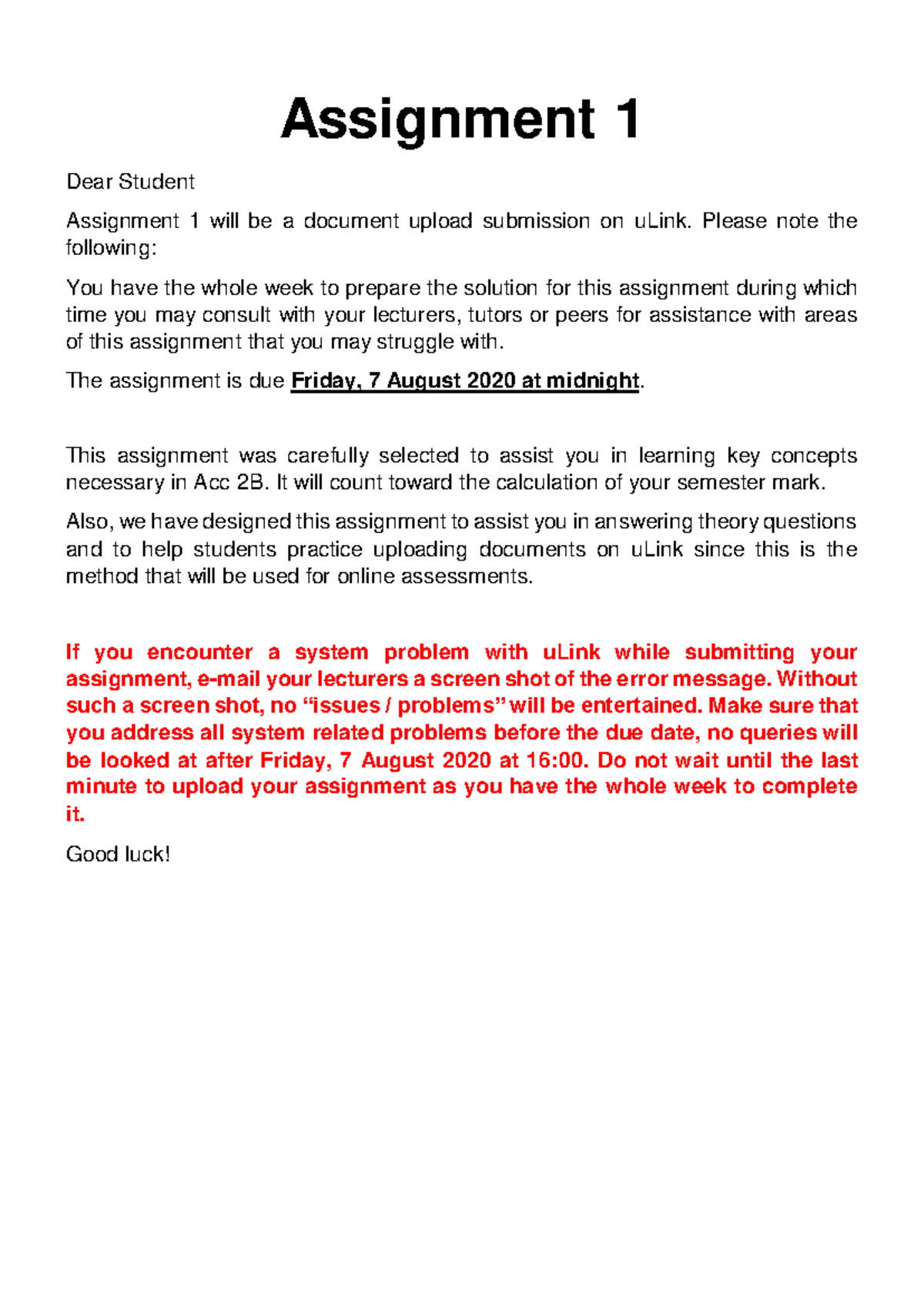 Assignment 1 - Question (2020) - Assignment 1 Dear Student Assignment 1 ...