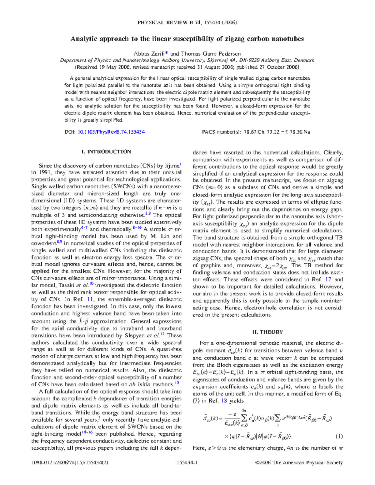 Paper 1 - analytic approch to the linear susceptibility in CNs ...