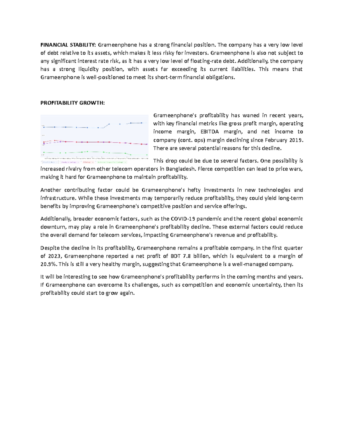 FIN435-financial-analaysis - FINANCIAL STABILITY: Grameenphone has a ...