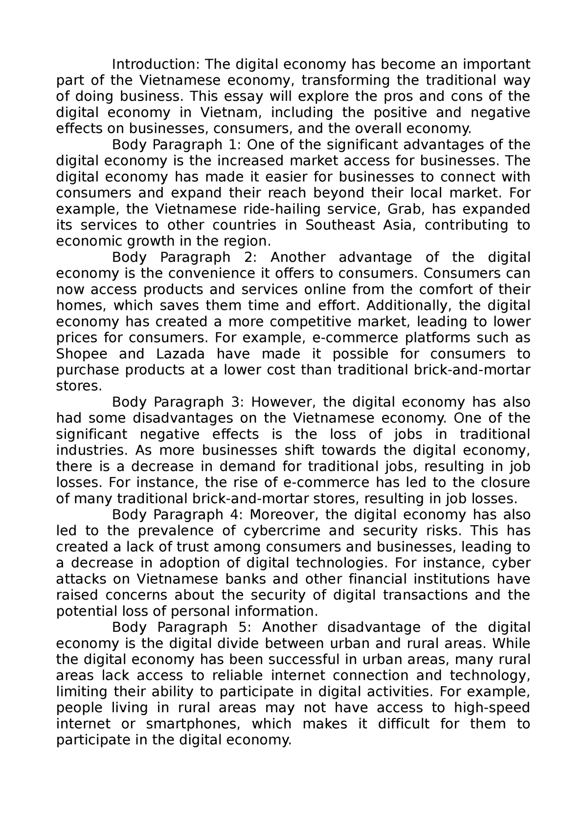 digital economy essay in english