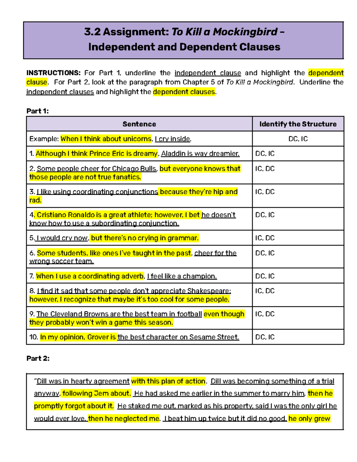 assignment 1 clauses