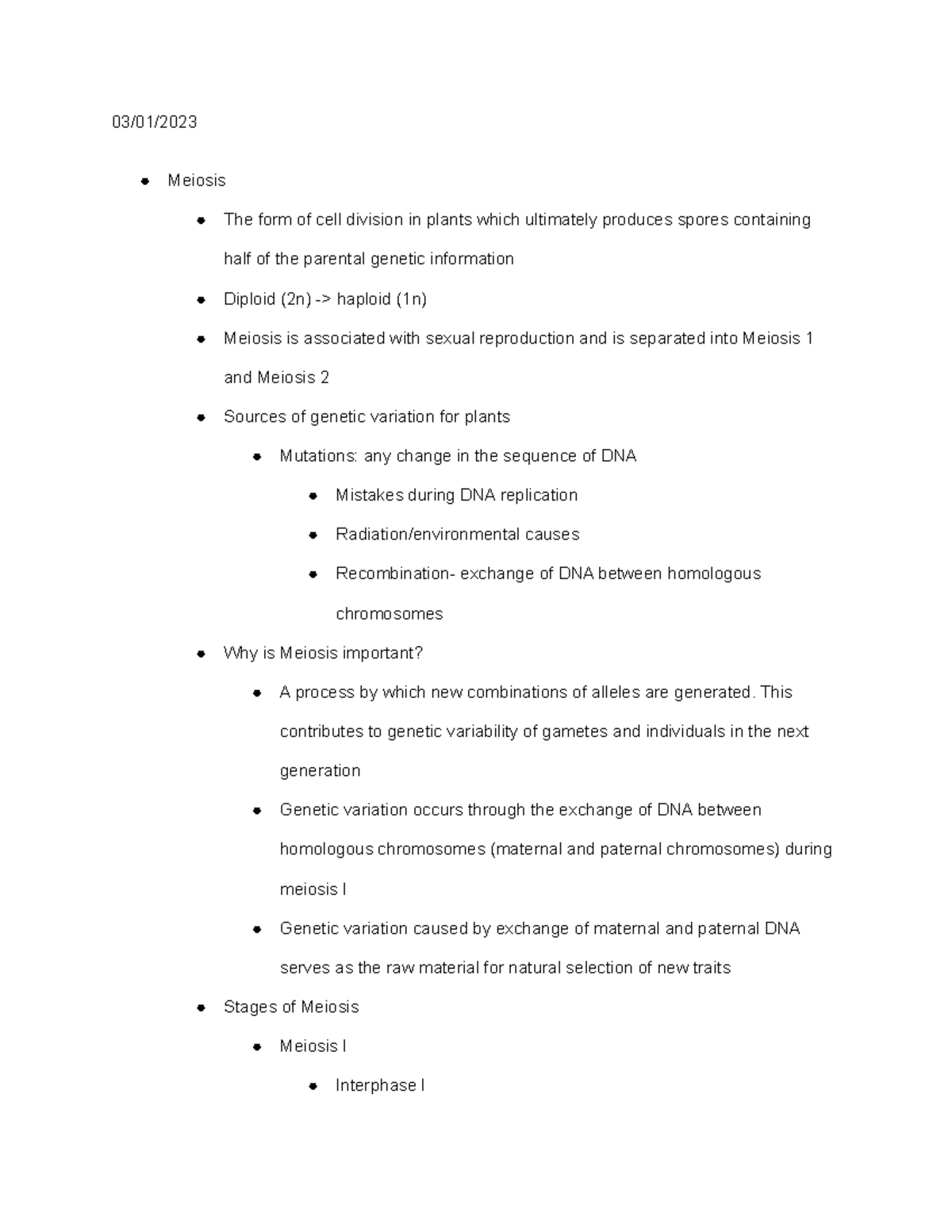 PBIO004- Meiosis Notes - 03/01/ Meiosis The form of cell division in ...