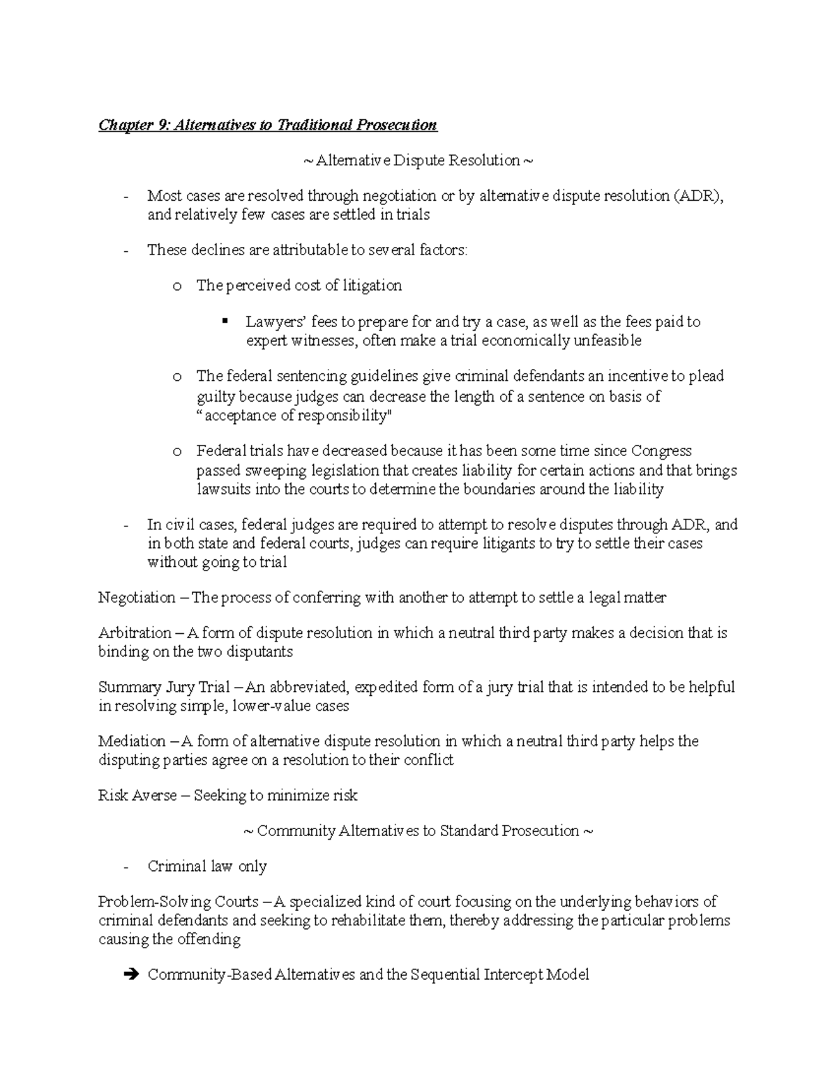 Chapter 9 Book Notes - Chapter 9: Alternatives to Traditional ...