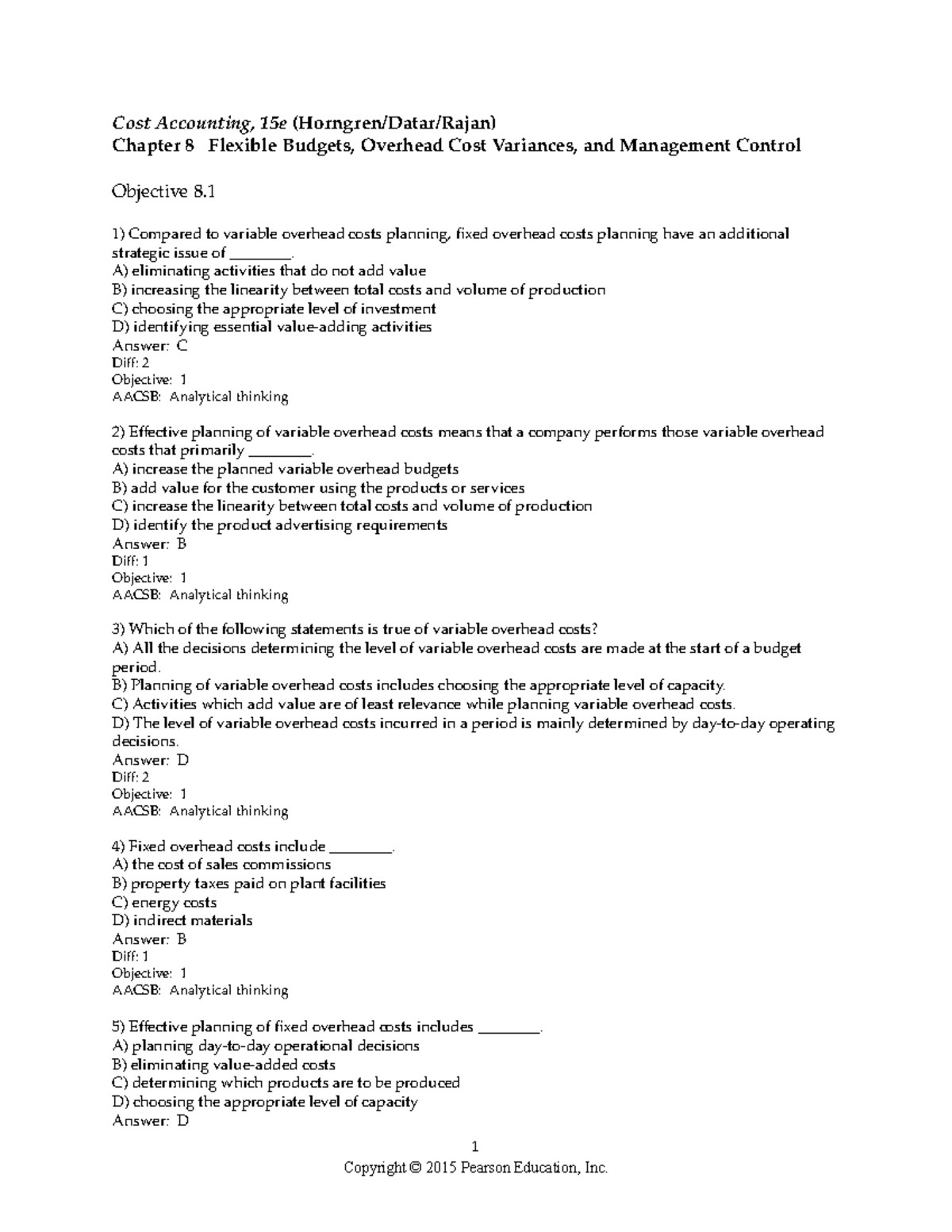 Chapter 8 - Cost Accounting, 15e (Horngren/Datar/Rajan) Chapter 8 ...