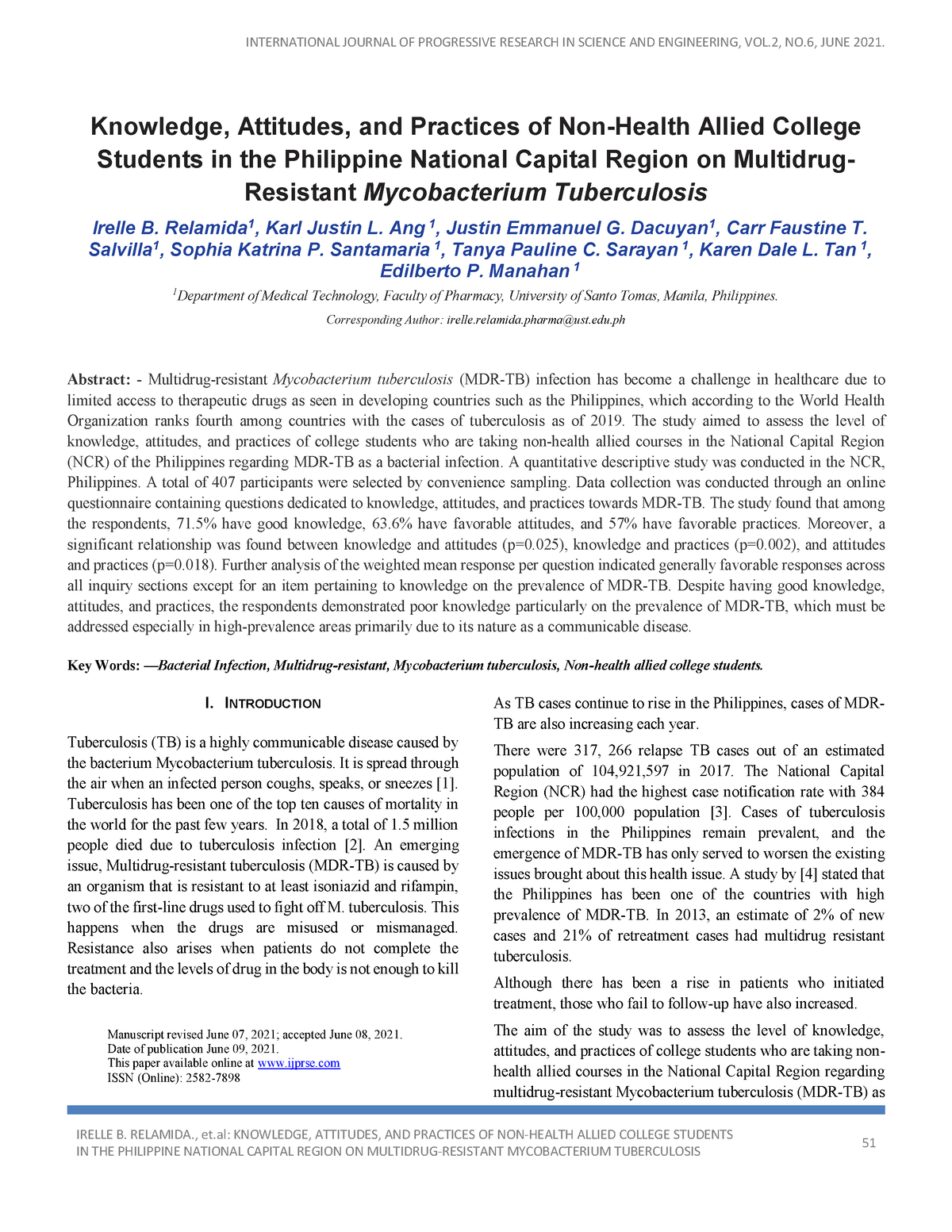 pulmonary tuberculosis research paper