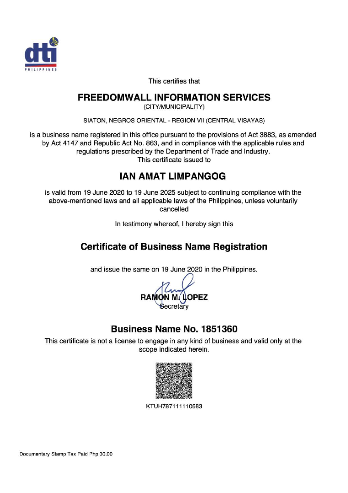 Dti Permit Sample Management Accounting Internship Studocu
