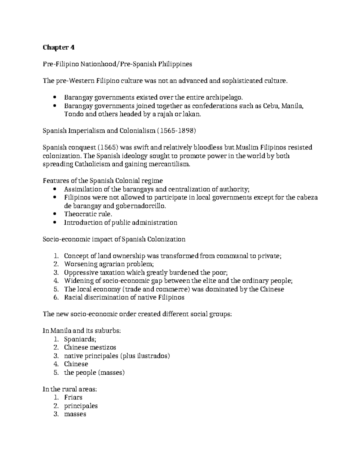 GESS 2 Chapter 4 - notes - Chapter 4 Pre-Filipino Nationhood/Pre ...