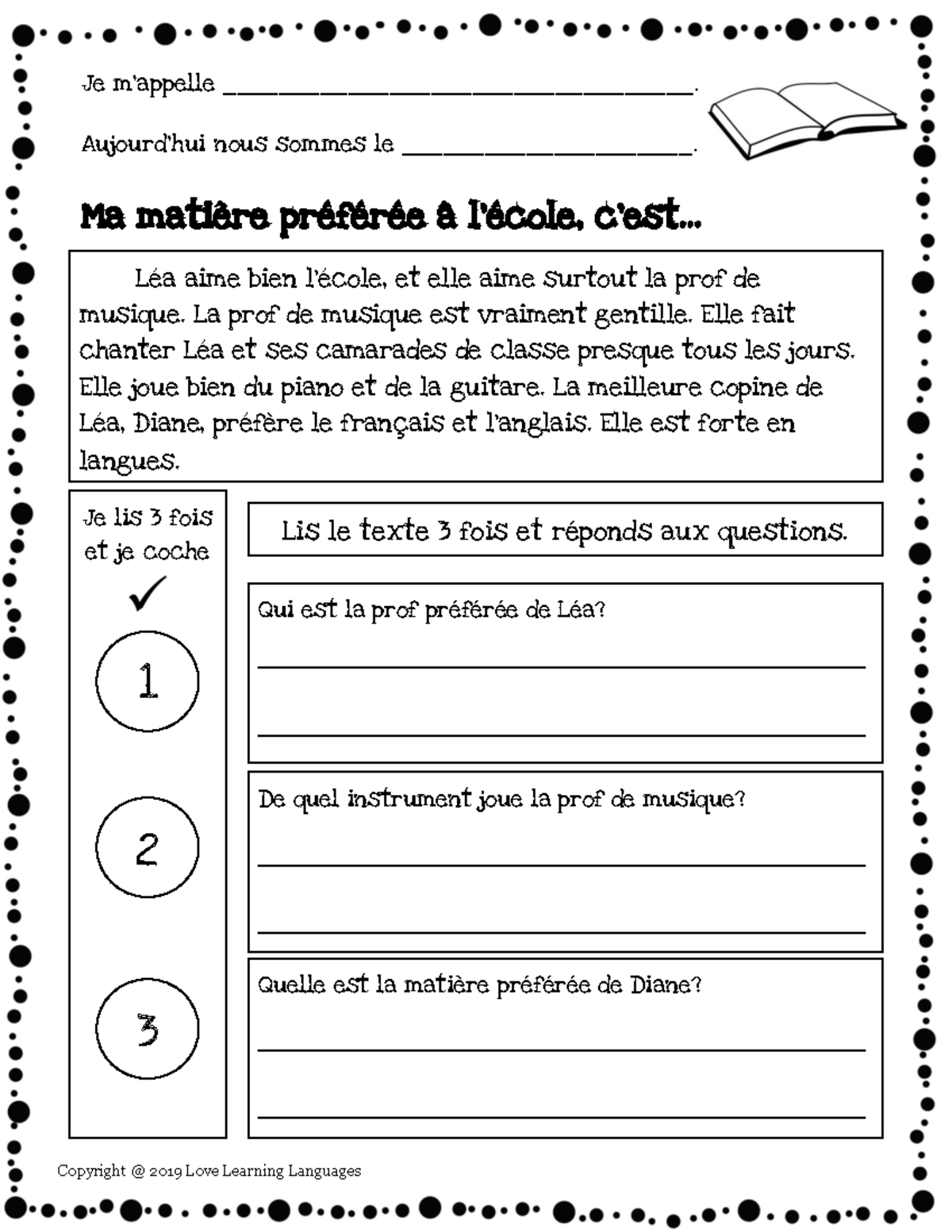 05 - Lire tous les jours #5 - French reading program - Distance ...