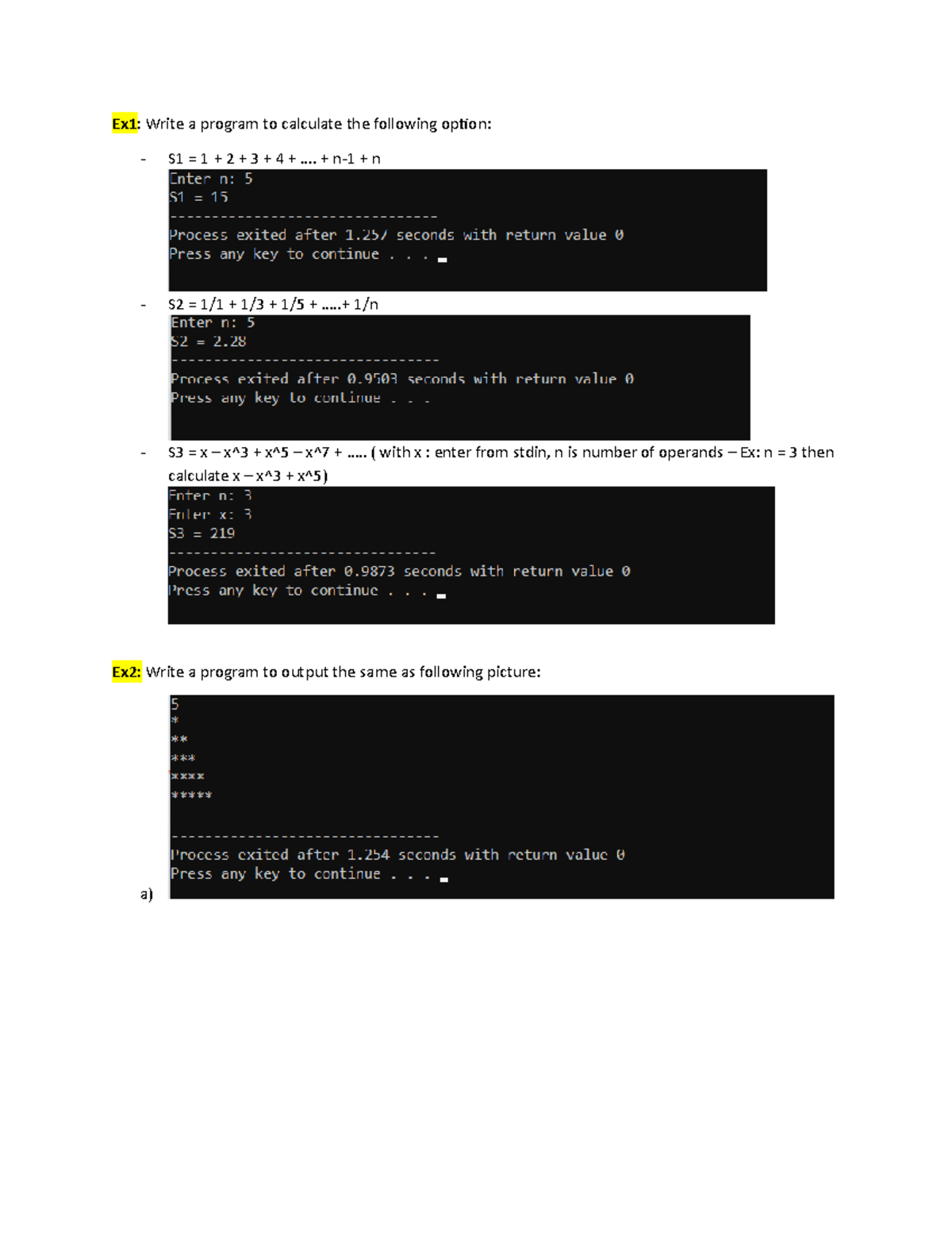Ex6 123 ex1 write a program to calculate the following option 