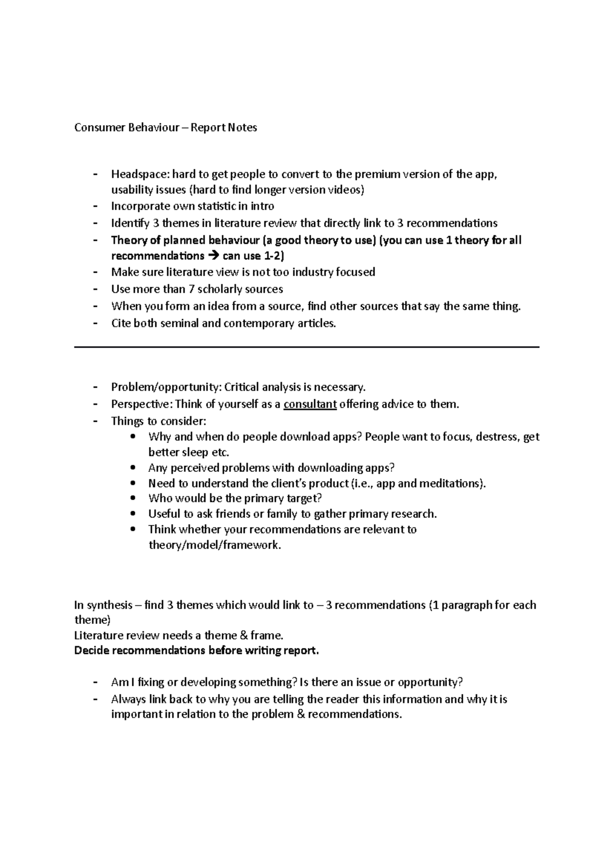 Notes - Consumer Behaviour - Consumer Behaviour – Report Notes ...