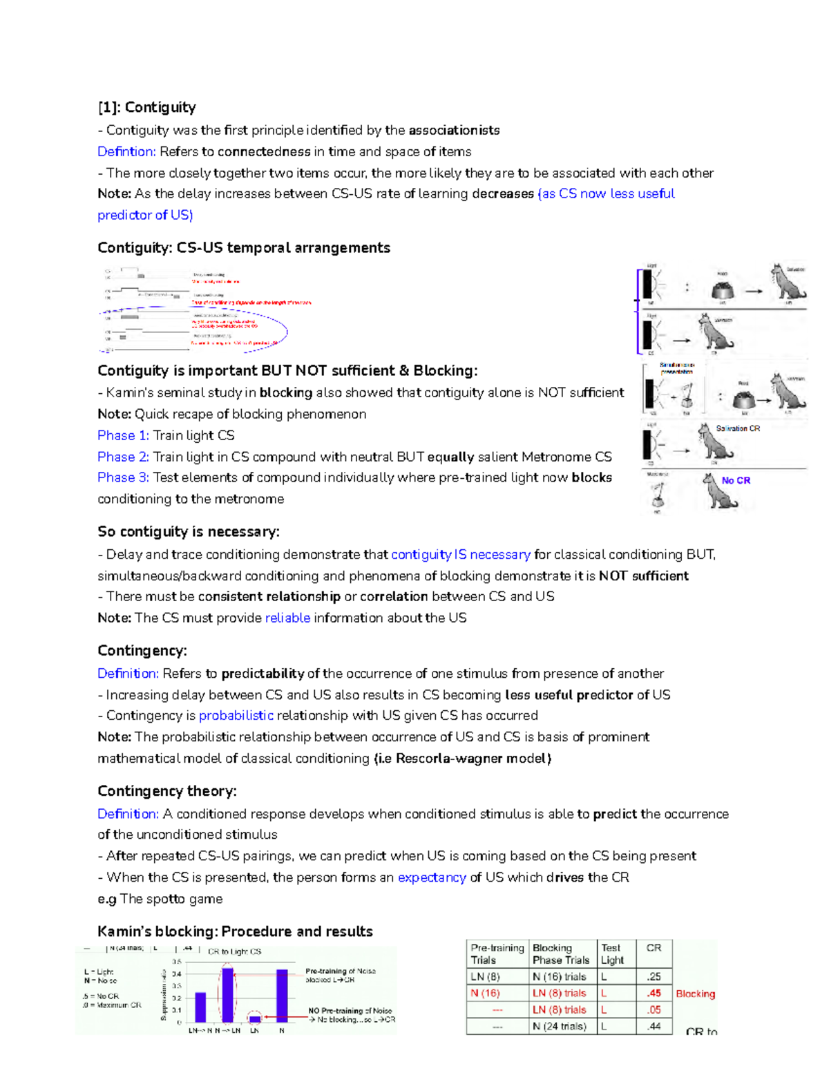 Week 3 Classical conditioning - [1]: Contiguity Contiguity was the ...