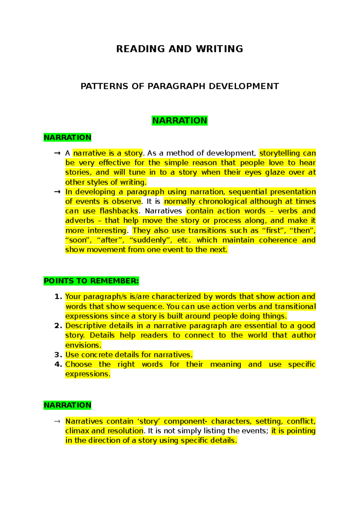 Reading and Writing Reviewer 1 - READING AND WRITING PATTERNS OF ...