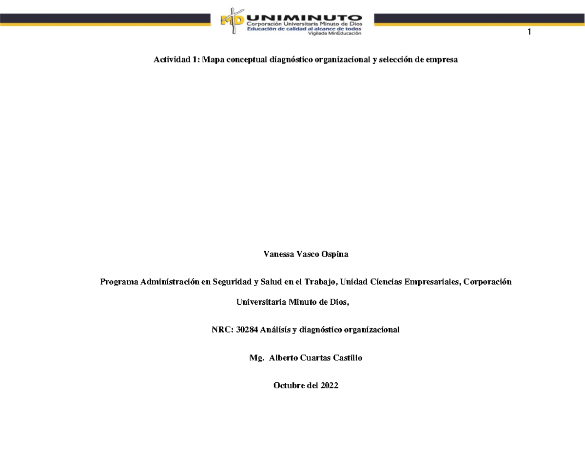 Actividad 1 Analisis Y Diagnostico Organizacional - Actividad 1: Mapa ...