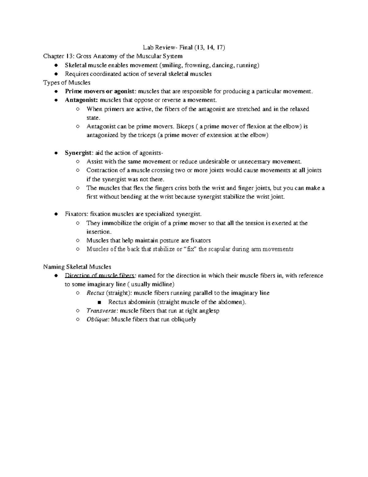 Lab Review- Final-2 - BIOS 130 - Ohio - Studocu