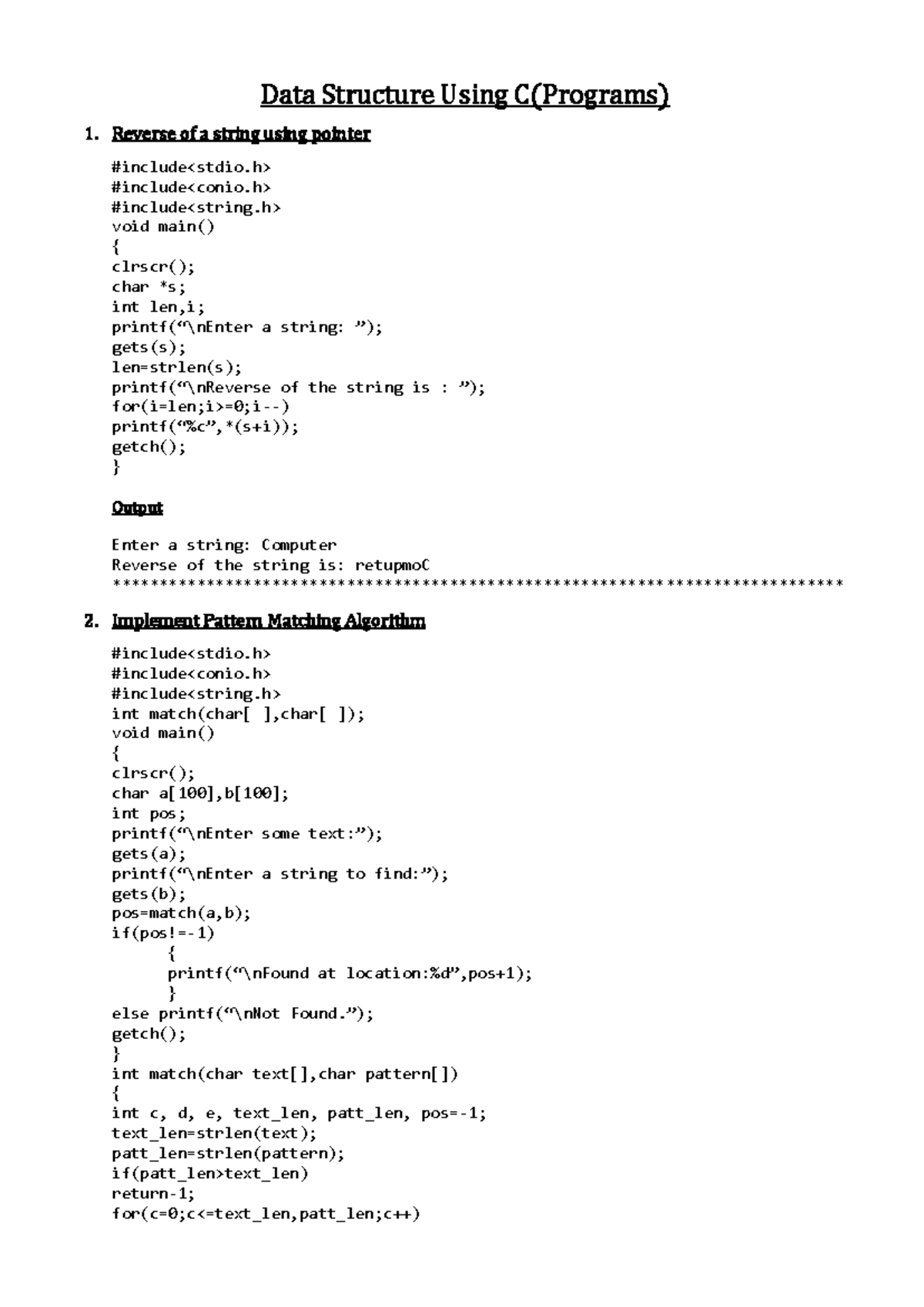 DS Programs - using lab programming - Data Structure Using C(Programs ...