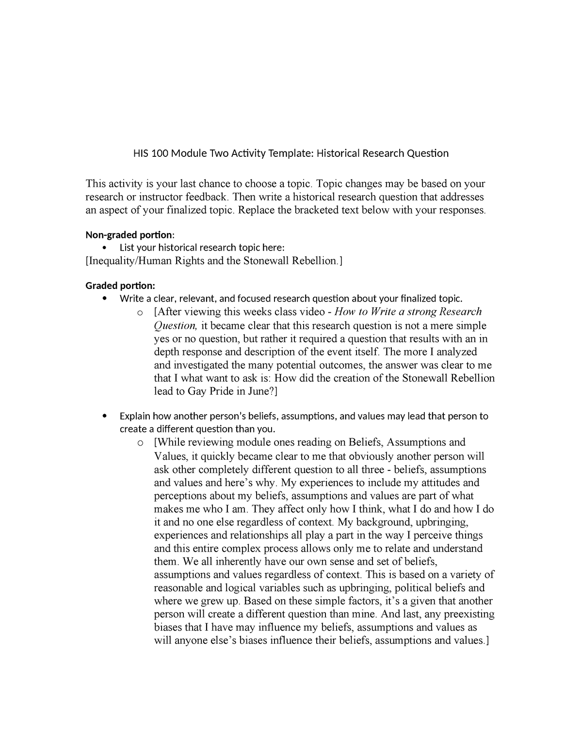 Class Paper HIS 2-1 - HIS 100 Module Two Activity Template: Historical ...