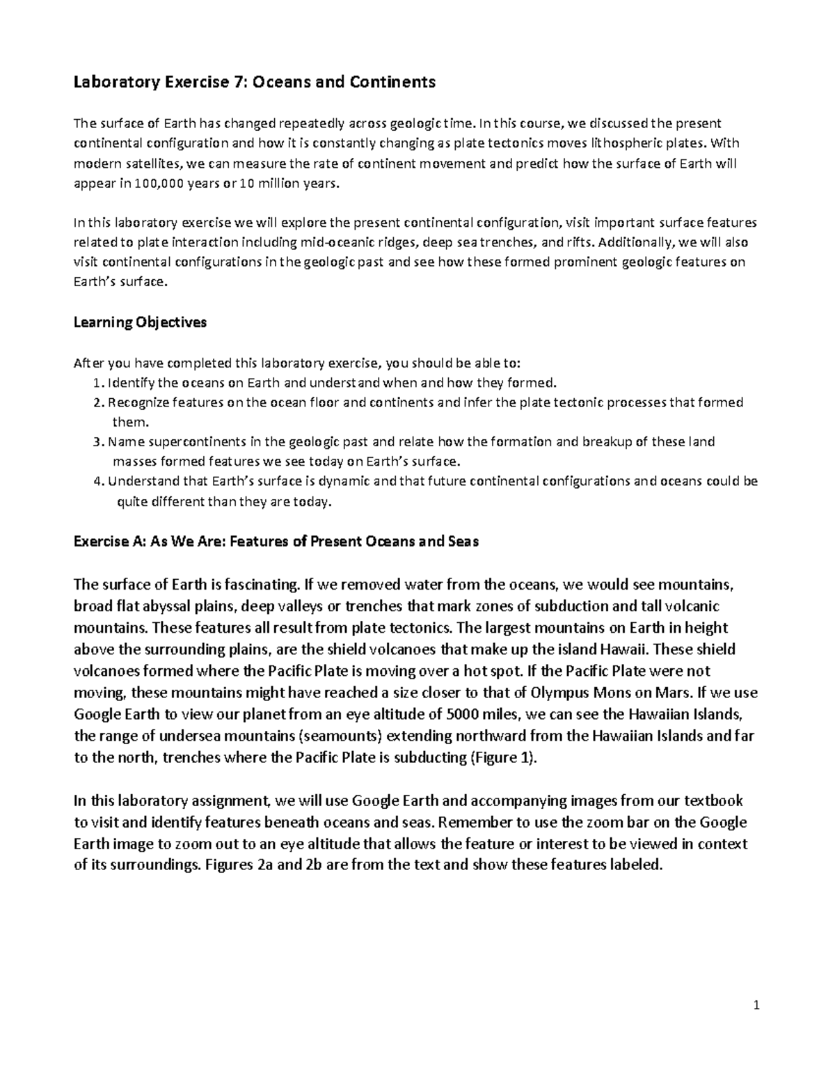 Laboratory Exercise 7 Oceans And Continents - Laboratory Exercise 7 ...