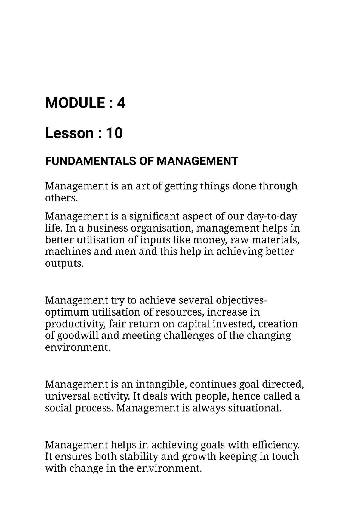 Lesson : 10, Module : 4 Fundamentals Of Management - MODULE : 4 Lesson ...