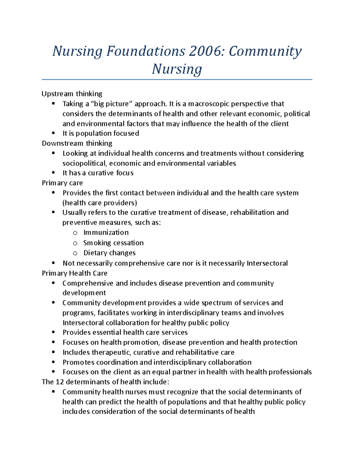 upstream thinking nursing example