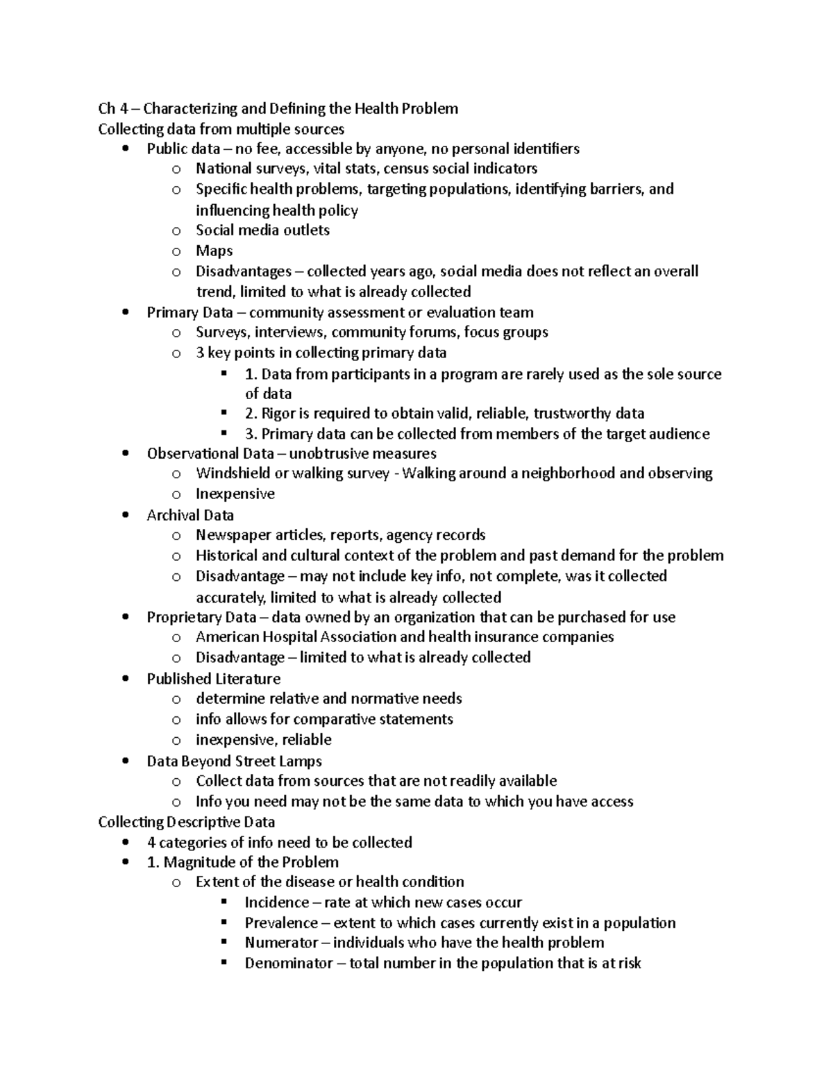 Ch 4 – Characterizing and Defining the Health Problem - Ch 4 ...