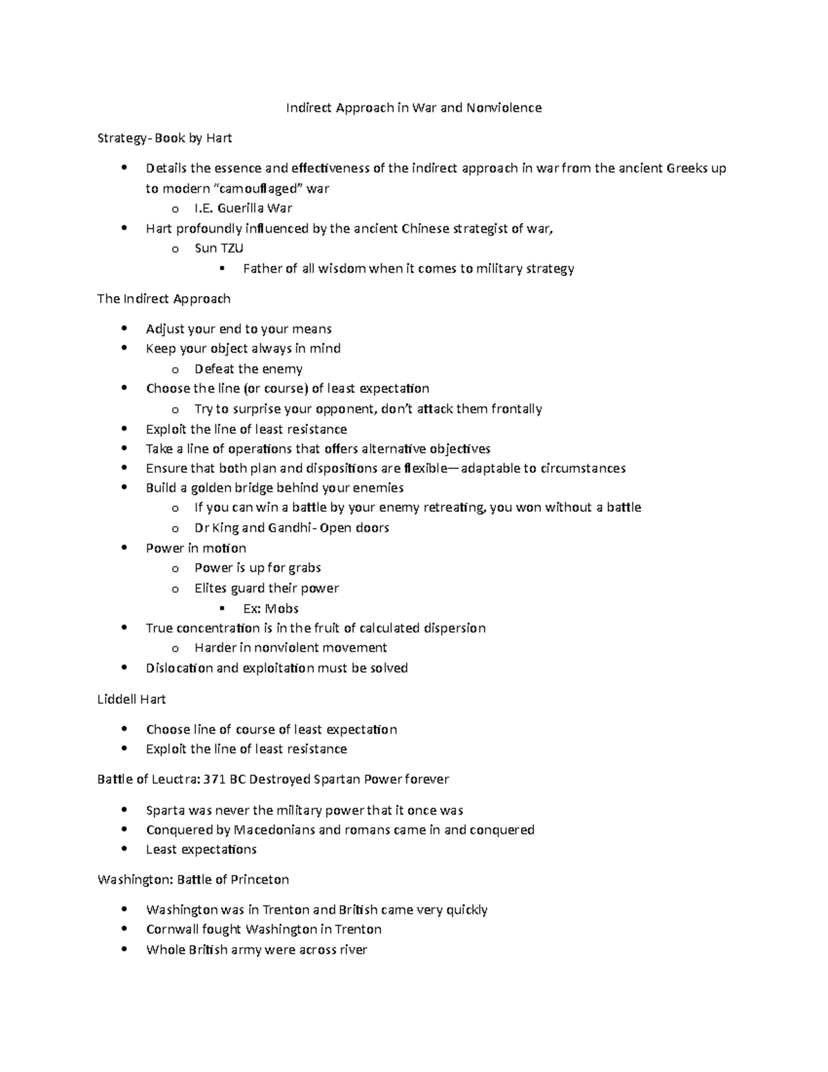 Indirect Approach in War and Nonviolence CADR 303 - Indirect Approach ...