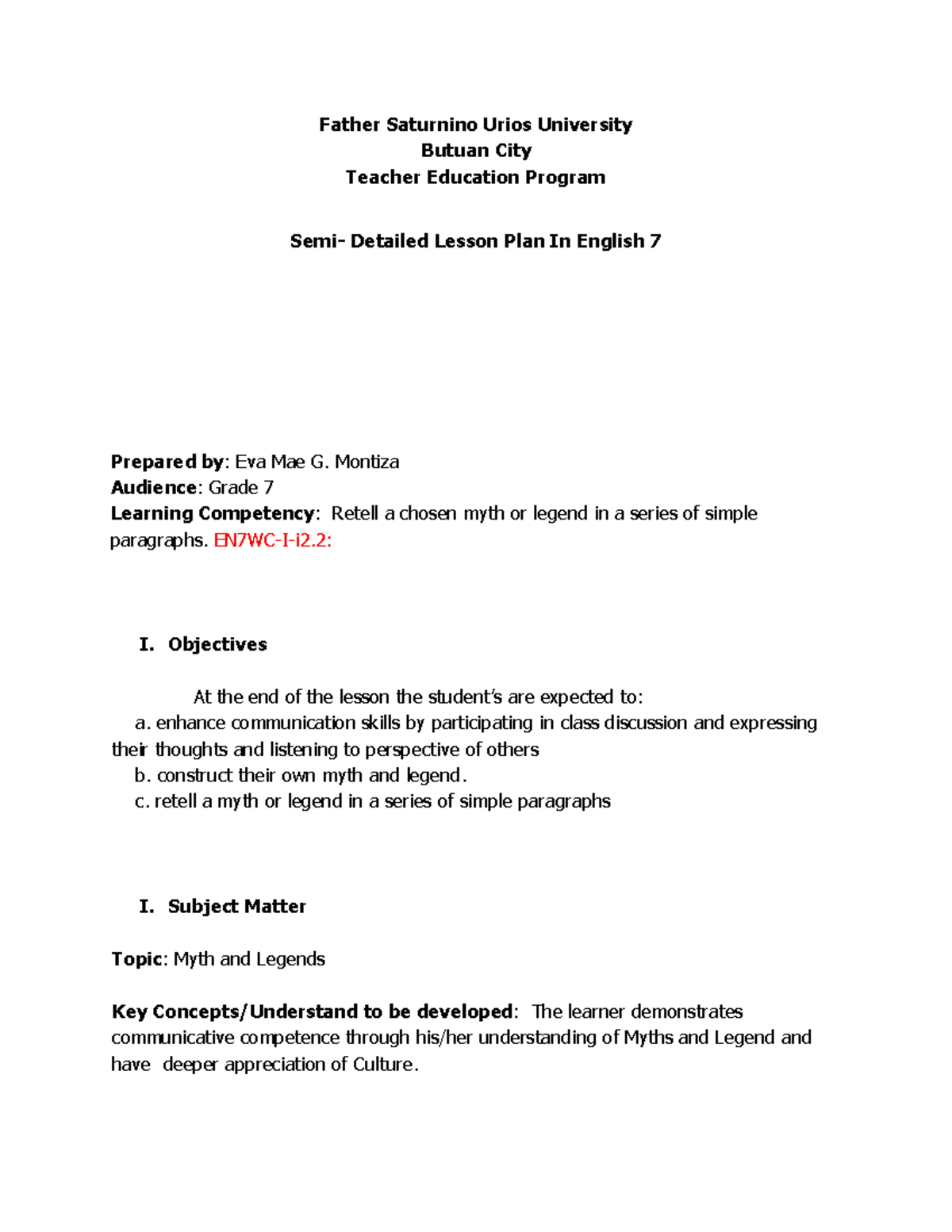 SEMI Detailed Lesson PLAN IN Writing - Father Saturnino Urios ...
