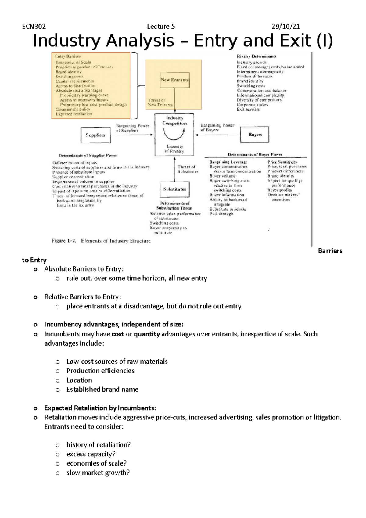 Lecture 5 - Industry Analysis - Exit and Exit 1 - Industry Analysis