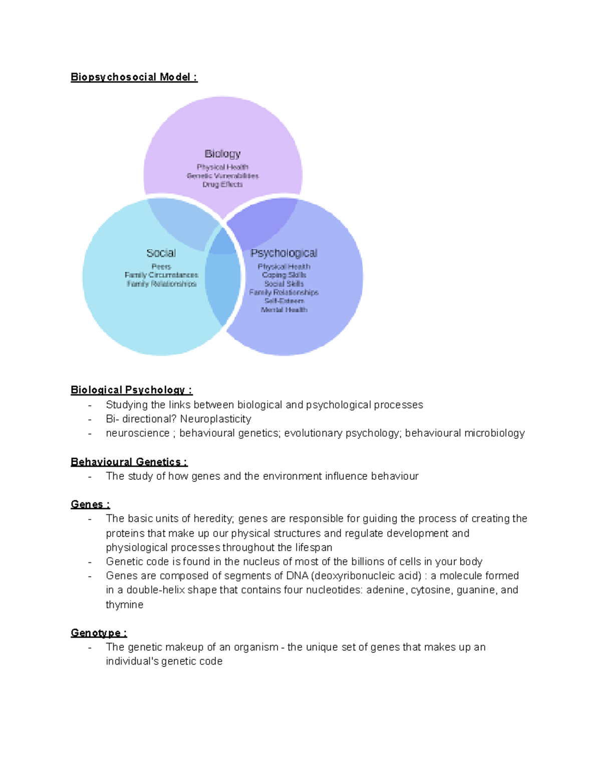 Biological - Nervous system - Biopsychosocial Model : Biological ...