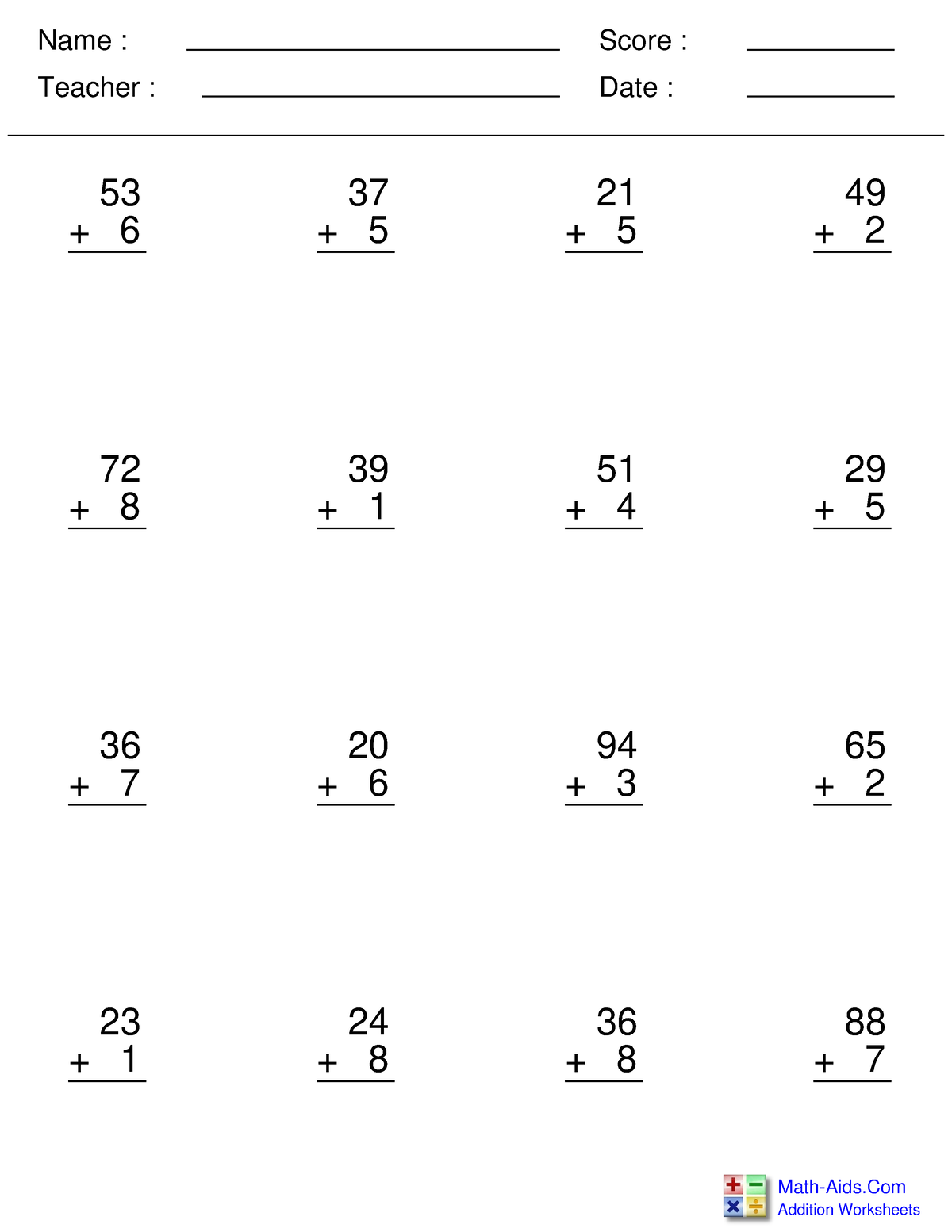 Some-Regrouping - Math worksheets for k5-1 lesson plans - Name ...