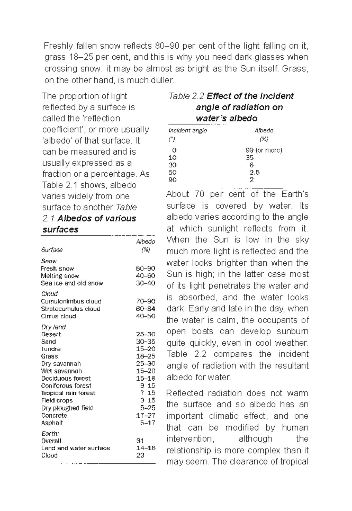 Environmental Science - Freshly fallen snow reflects 80–90 per cent of ...