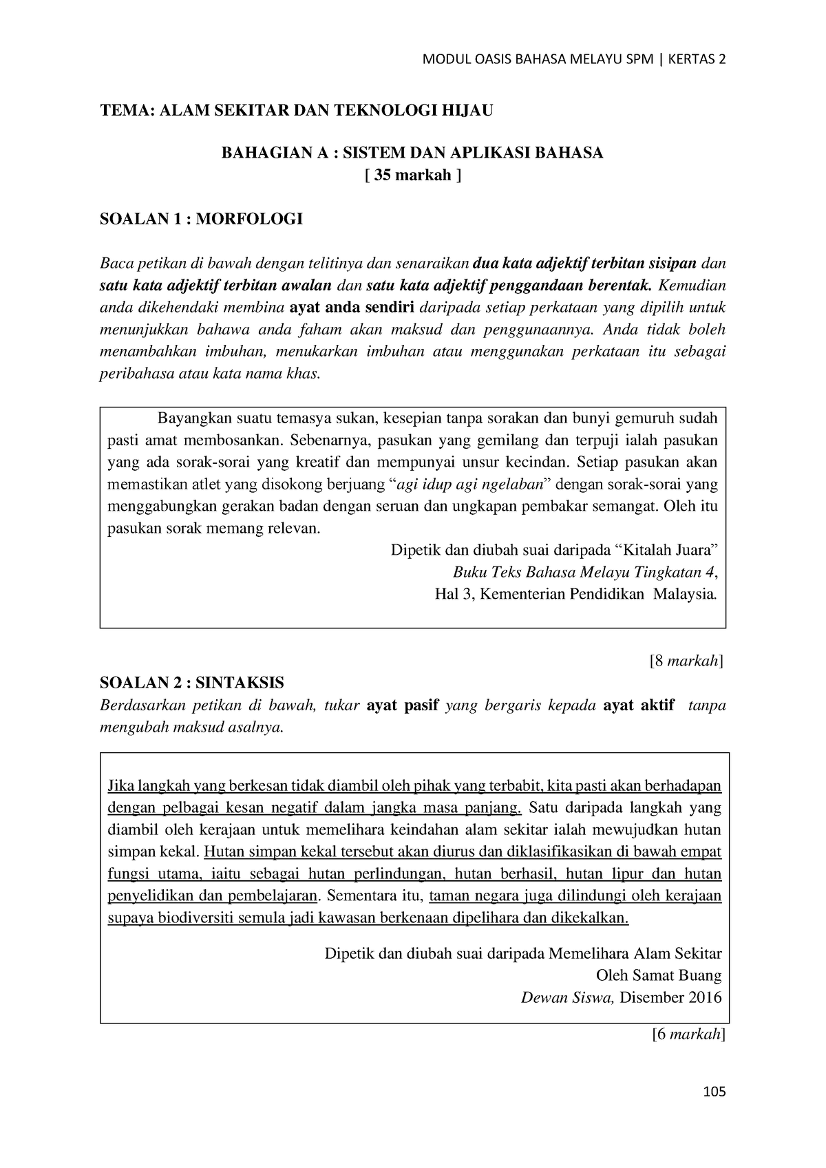 016 Modul Oasis BM SPM Kertas 2-55-63 - TEMA: ALAM SEKITAR DAN ...