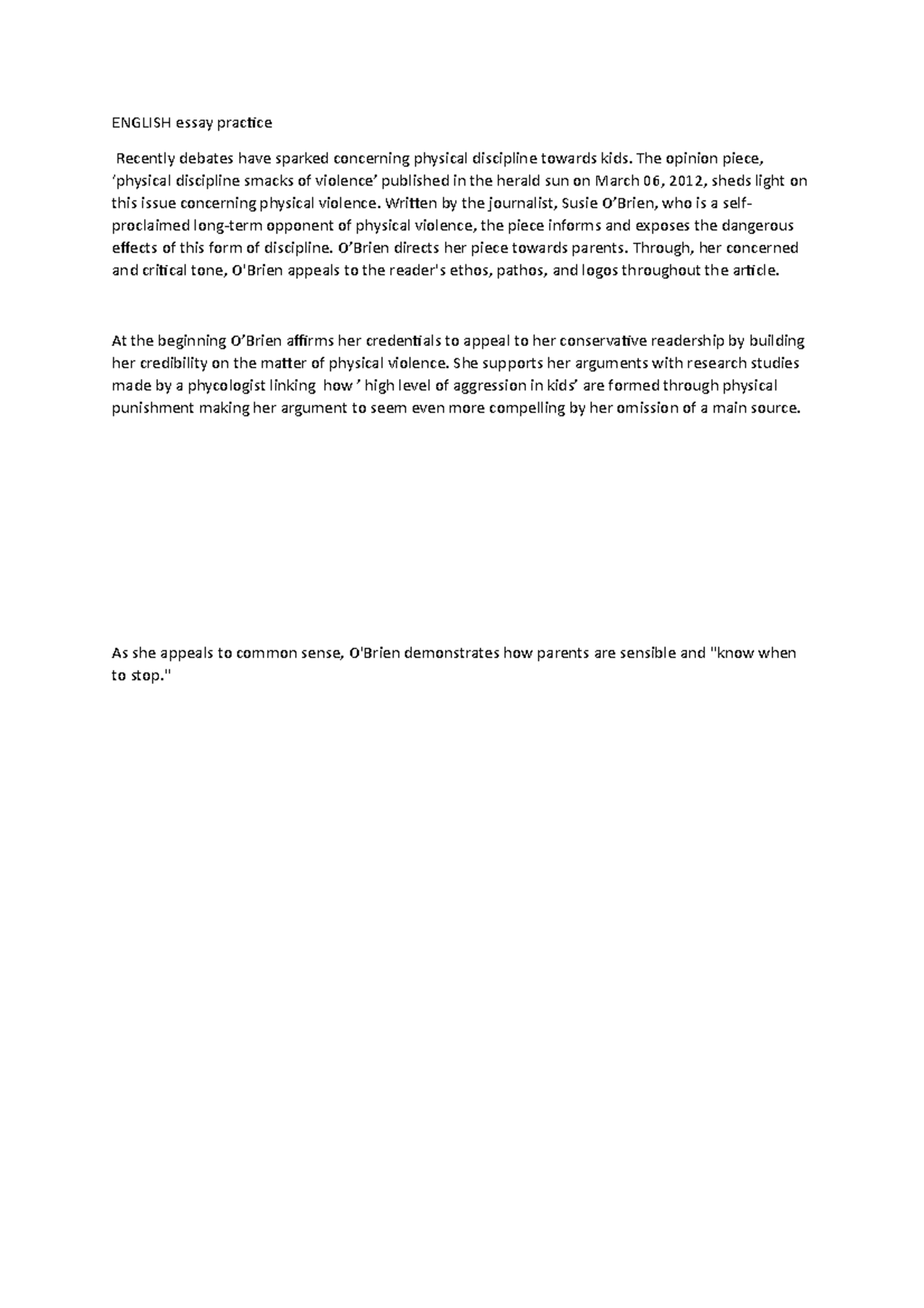 English ess AY Practice Analysing 2021 - ENGLISH essay practice ...